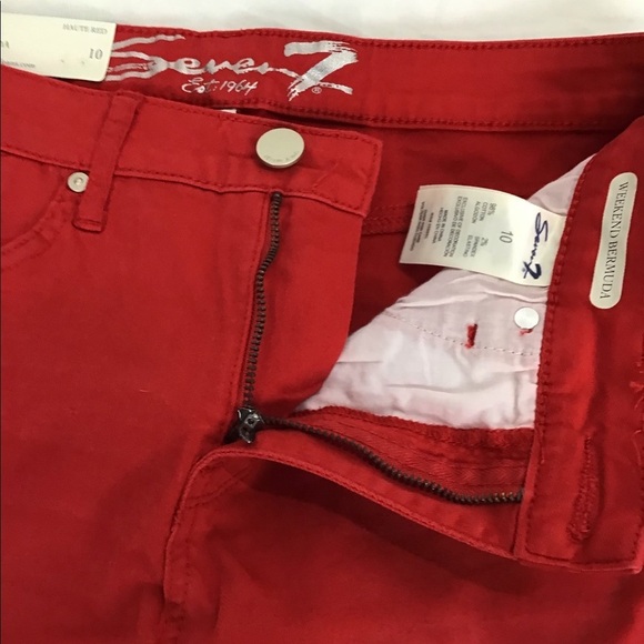 Seven7 Solid Red Weekend Bermuda Shorts - Picture 4 of 10